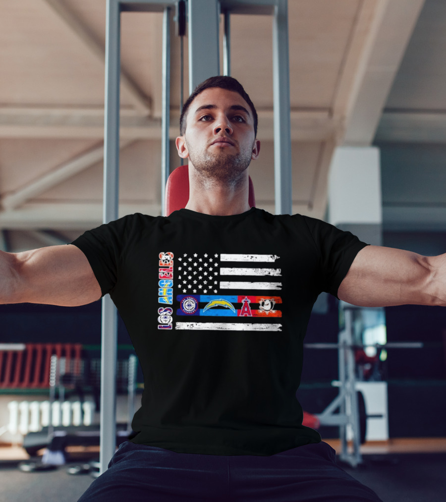 Los Angeles Clippers Chargers Angels Ducks USA Flag Independence Day T-Shirt