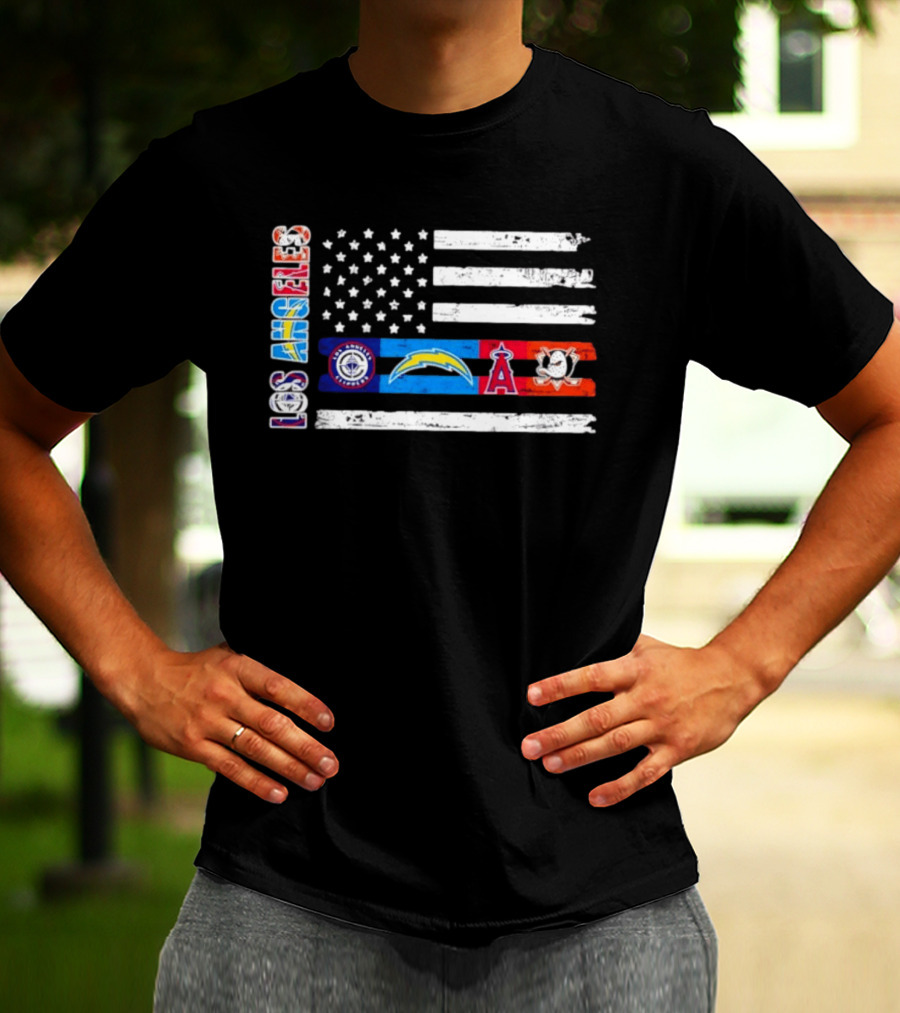 Los Angeles Clippers Chargers Angels Ducks USA Flag Independence Day T-Shirt
