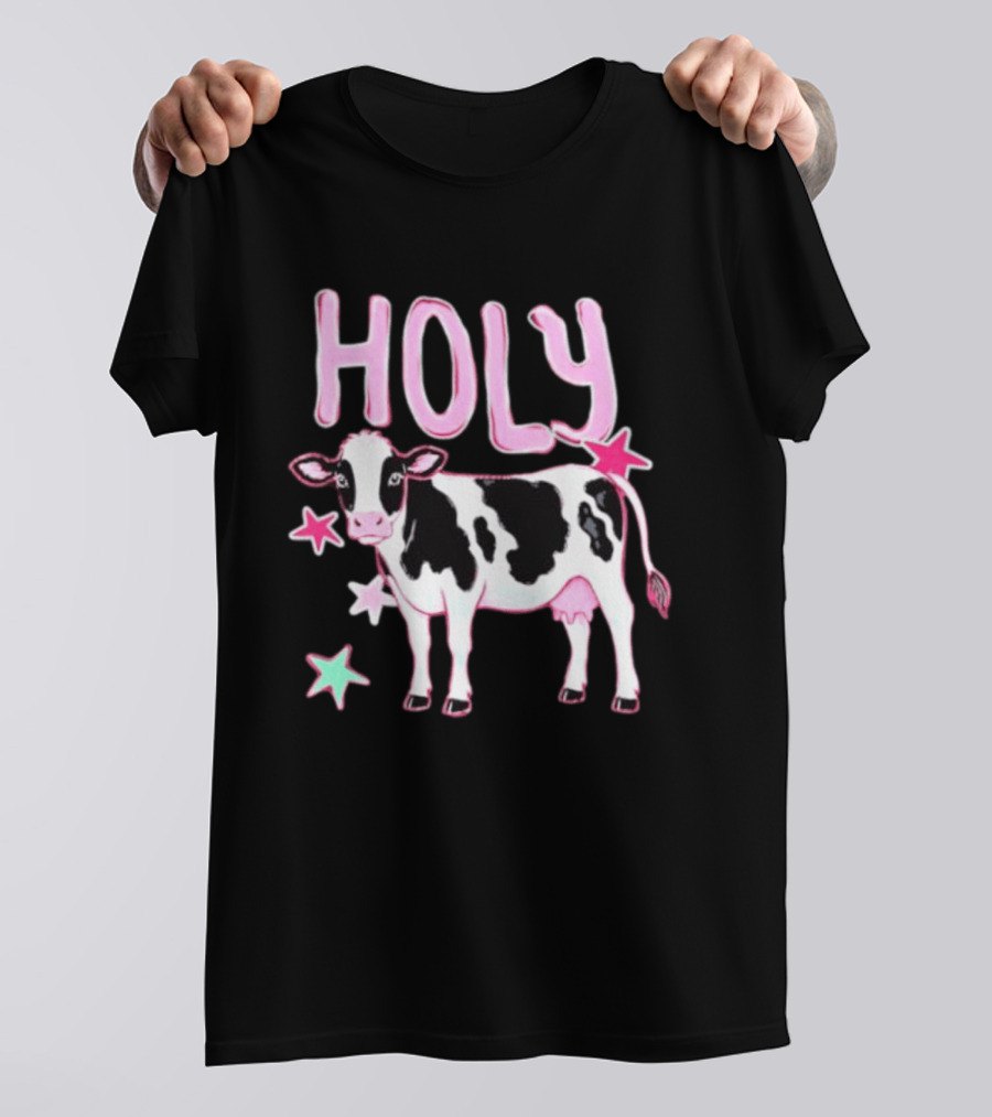 Holy Cow Pink Stars Farm Animal Lovers T-Shirt