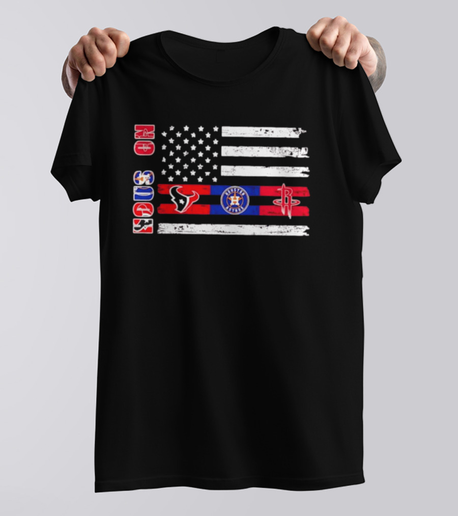 Houston Texans Astros Rockets USA Flag Independence Day T-Shirt