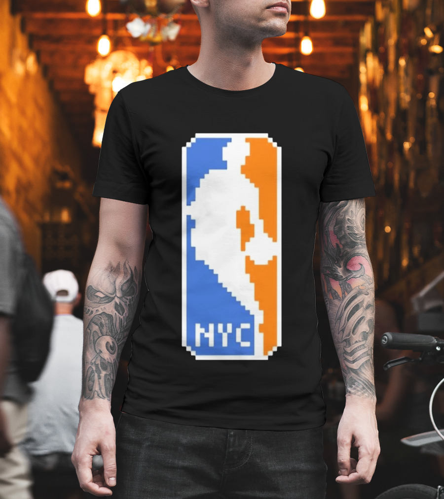 NYC NBA Pixel Logo Basketball T-Shirt