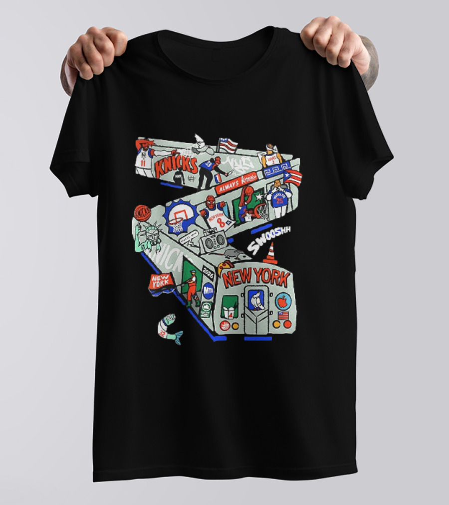 Knicks New York 2026 Jalen Brunson Josh Hart Spider Man Always Knicks Swooshh T-Shirt