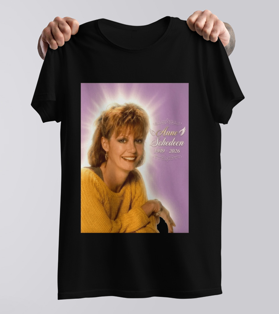 Anne Schedeen 1949 2026 Memorial Image With Angel Wings T-Shirt