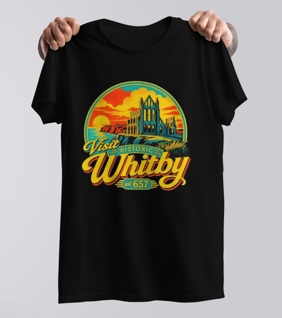 Visit Historic Whitby Abbey North Yorkshire England Est 657 T-Shirt