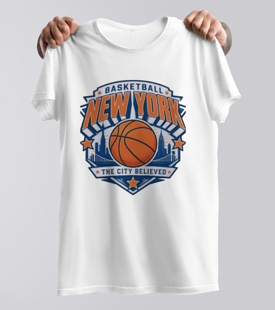 New York Basketball 2026 Champs The City Believed Skyline Basketball T-Shirt