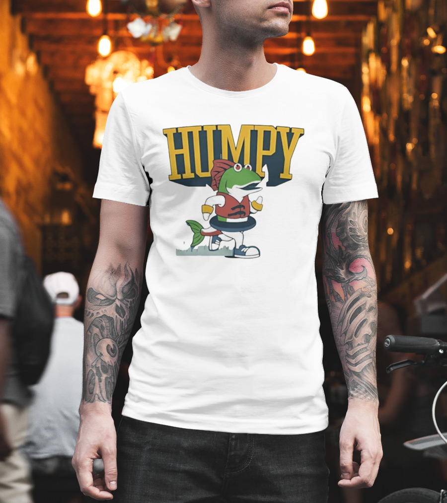 Humpy Running Fish With Life Vest Tube Humor T-Shirt