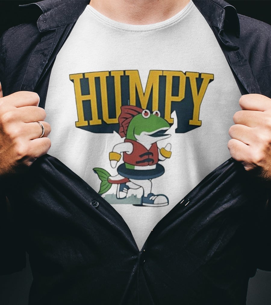 Humpy Running Fish With Life Vest Tube Humor T-Shirt