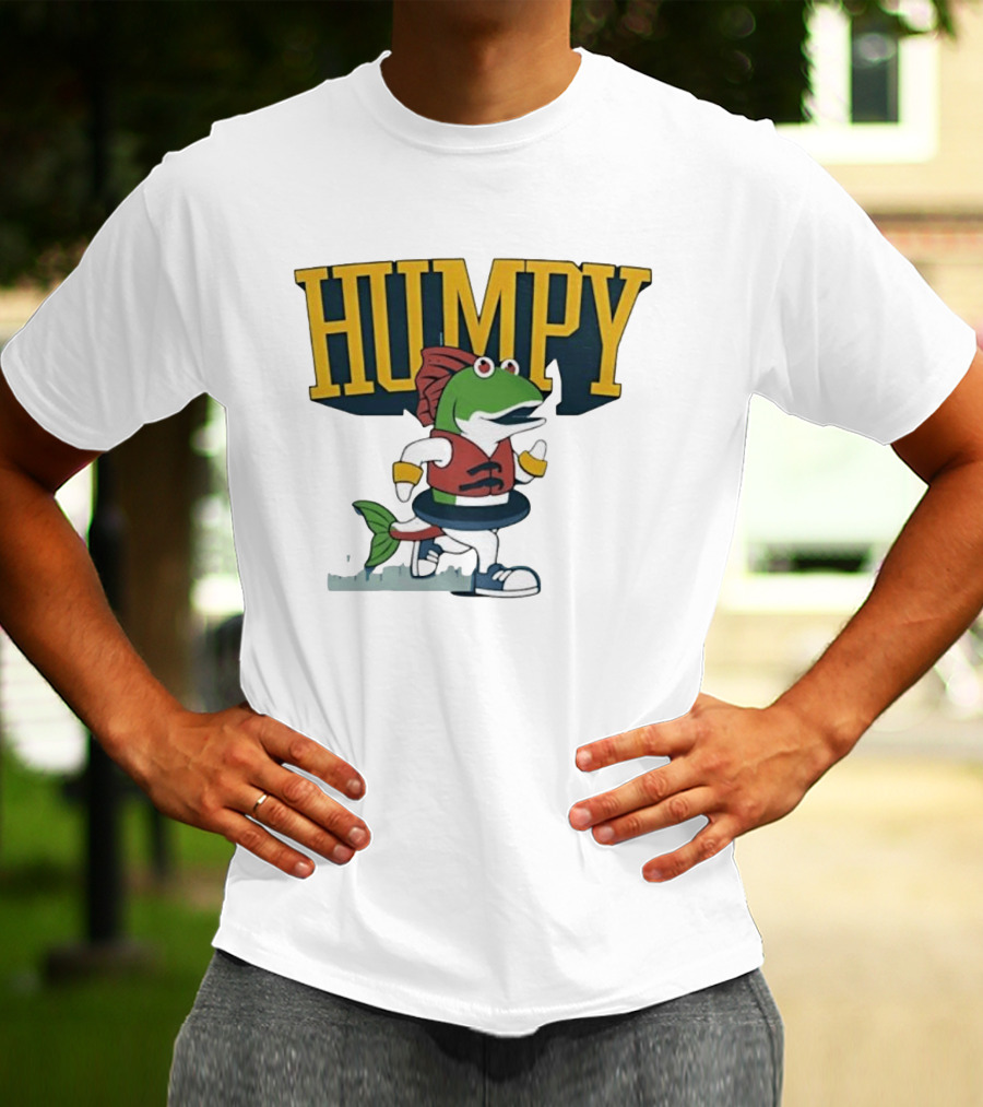 Humpy Running Fish With Life Vest Tube Humor T-Shirt