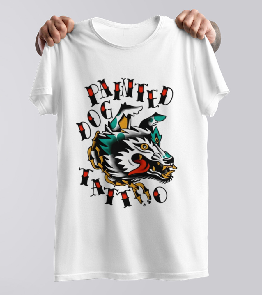 Painted Dog Tattoo Wild Canine Drawing T-Shirt