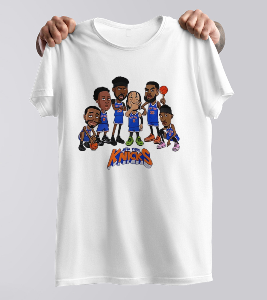 Jalen Brunson Mitchell Robinson RJ Barrett Julius Randle New York Knicks Legends NBA 2026 Caricature T-Shirt