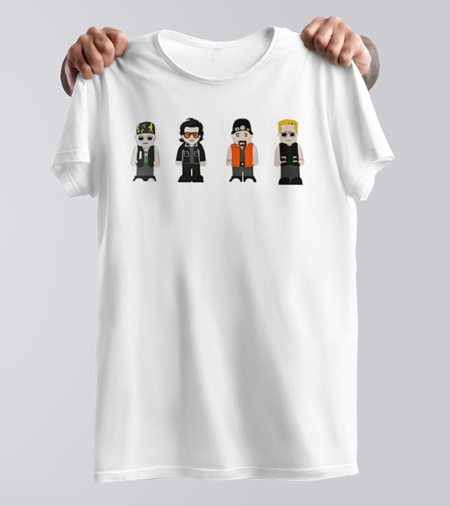 U2 Band Cartoon I Want To Run I Want To Hide I Wanna Tear Down The Walls Characters T-Shirt