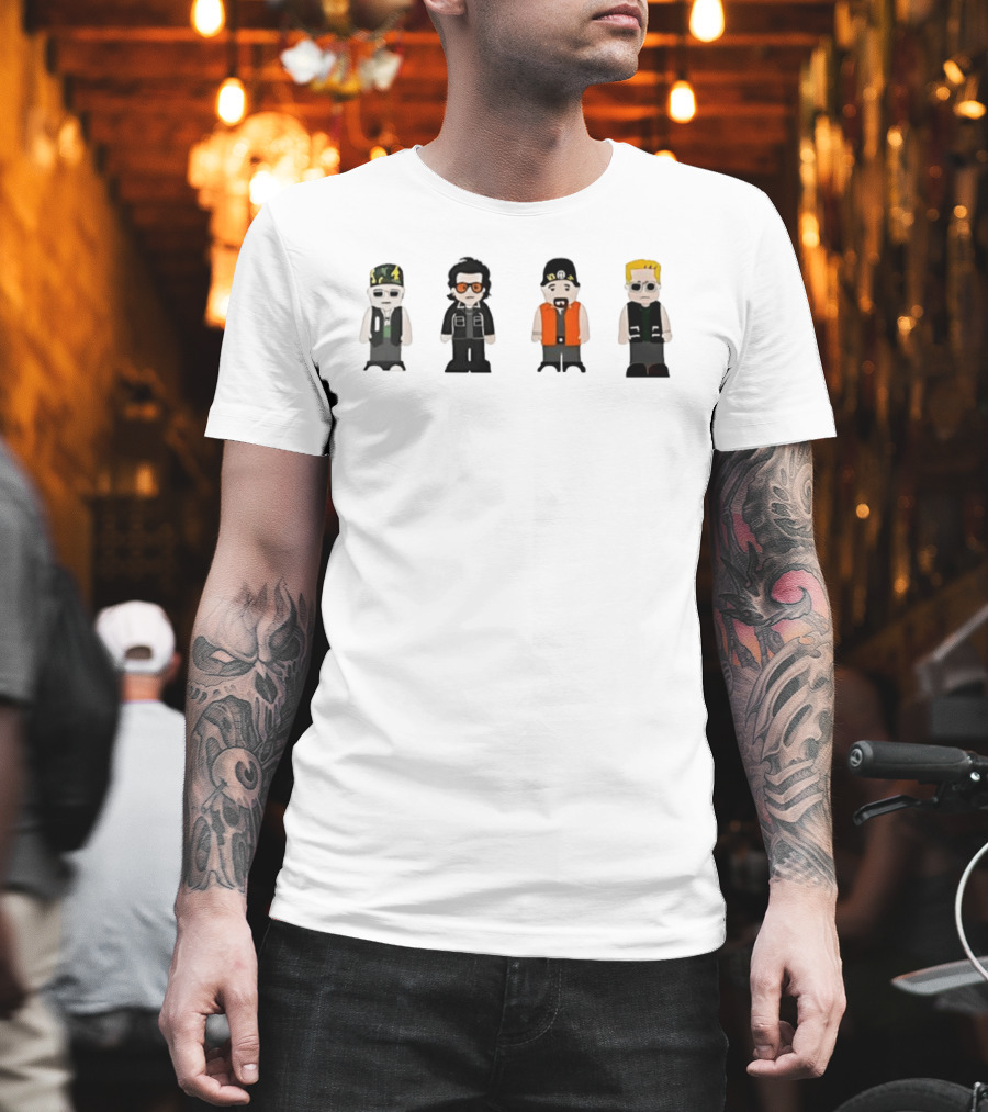 U2 Band Cartoon I Want To Run I Want To Hide I Wanna Tear Down The Walls Characters T-Shirt