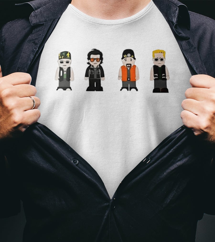 U2 Band Cartoon I Want To Run I Want To Hide I Wanna Tear Down The Walls Characters T-Shirt