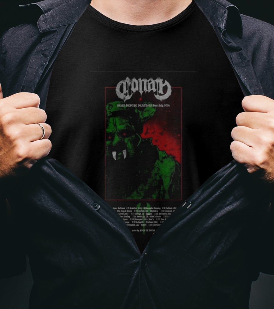 Conan Dead Before Death US Tour July 2026 Monster Art By King Of Doom T-Shirt