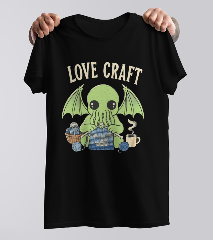Love Craft Cthulhu Knitting Cozy Yarn Coffee T-Shirt