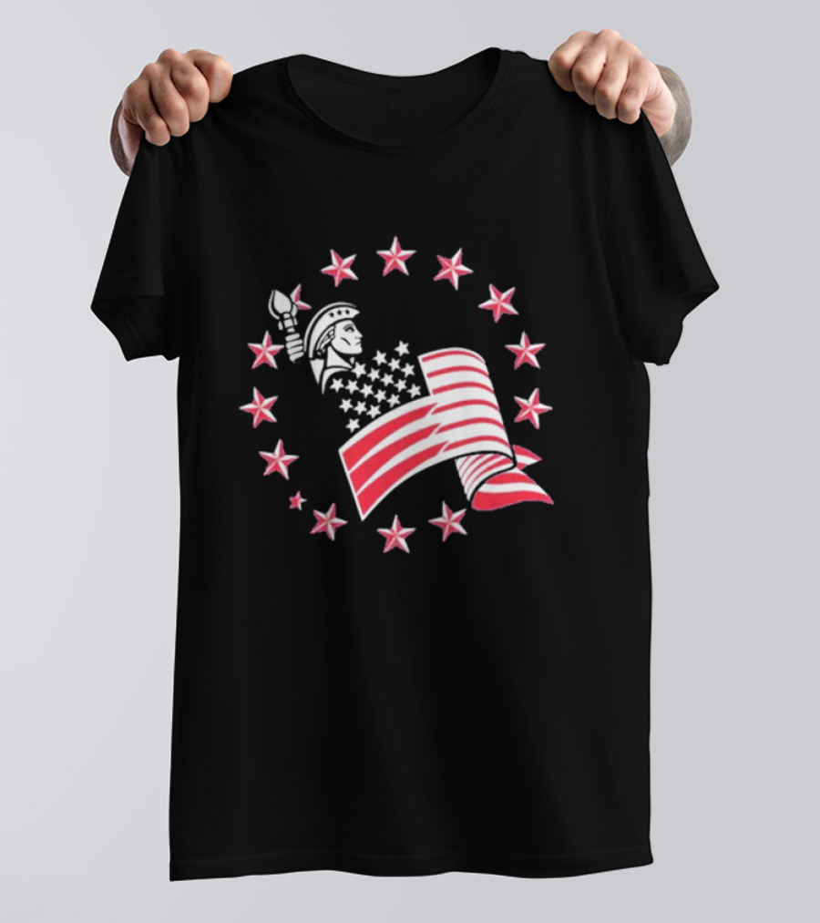 Patriotic Lady Liberty American Flag Stars USA Pride T-Shirt