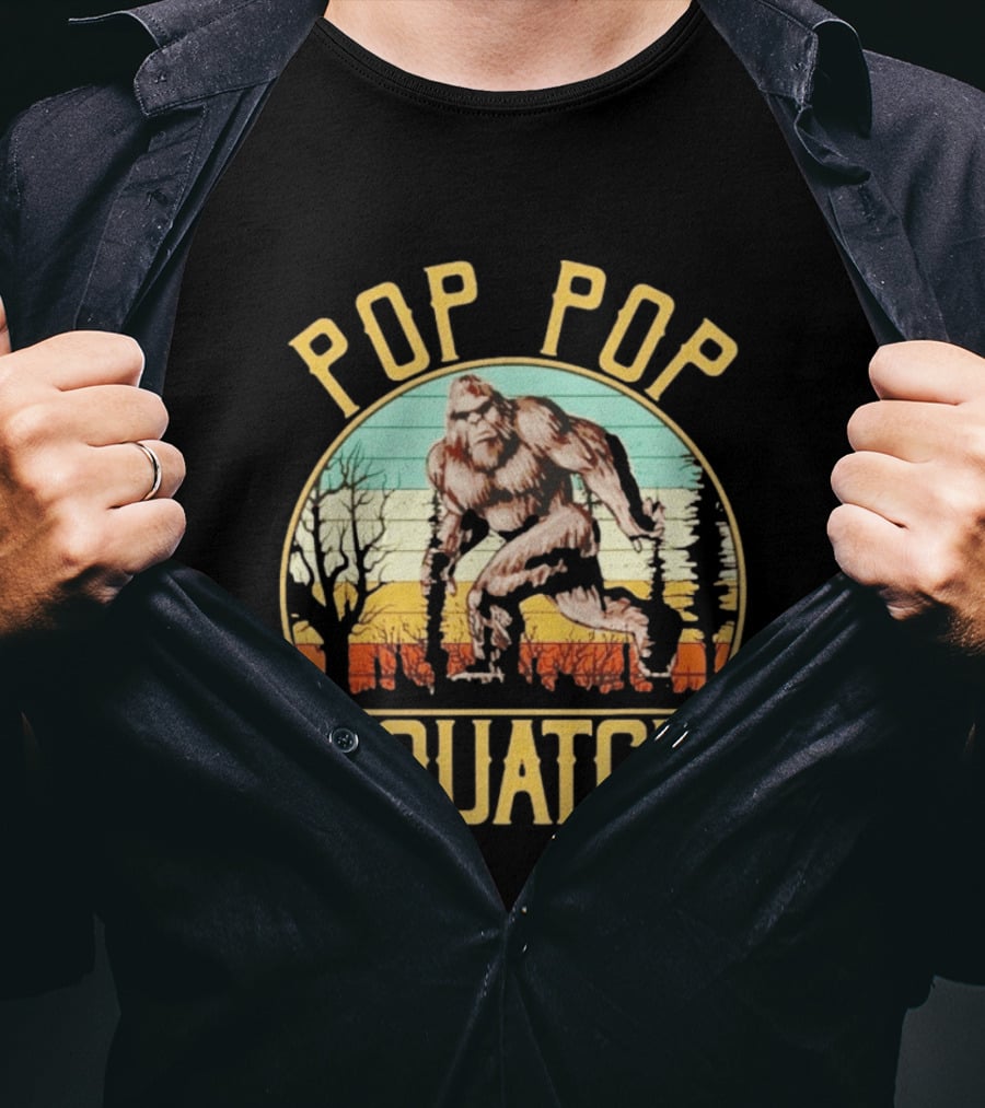 Pop Pop Squatch Bigfoot Vintage Forest Scene T-Shirt