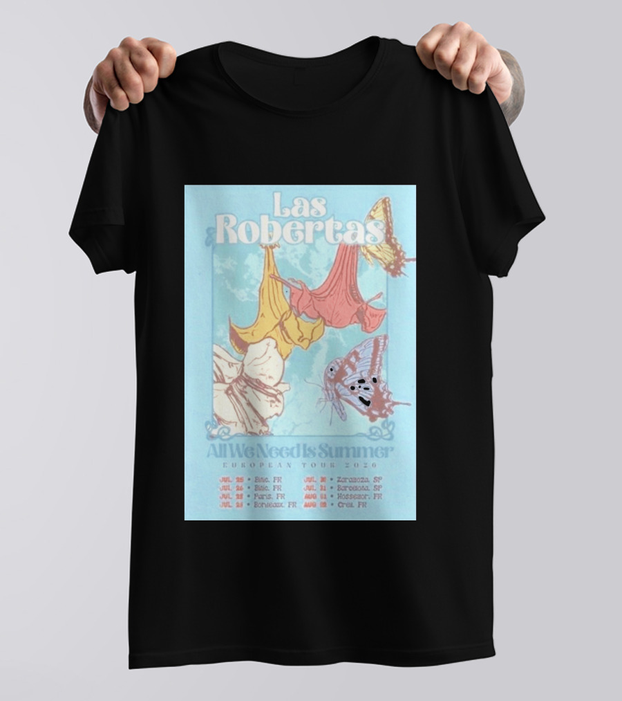 Las Robertas All We Need Is Summer European Tour 2026 Butterfly Floral T-Shirt