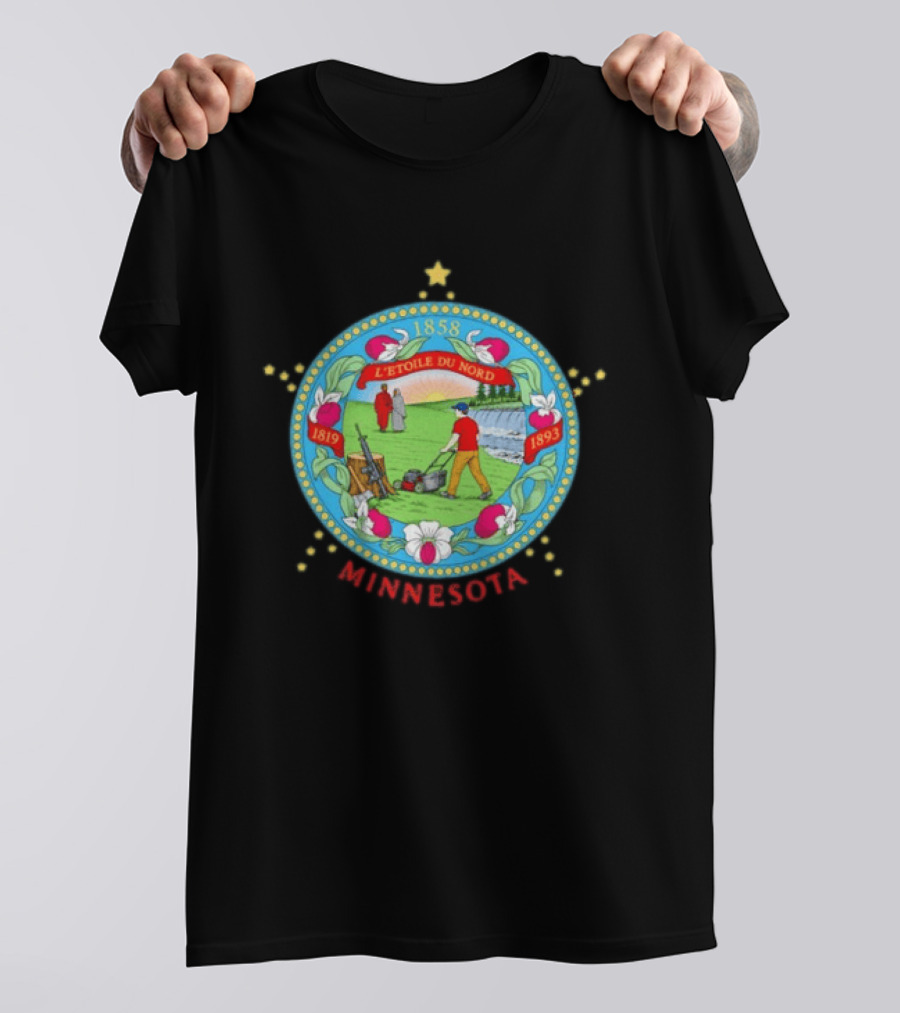 Minnesota Seal L'Etoile Du Nord 1858 1819 1893 Humorous Lawn Care Satire T-Shirt