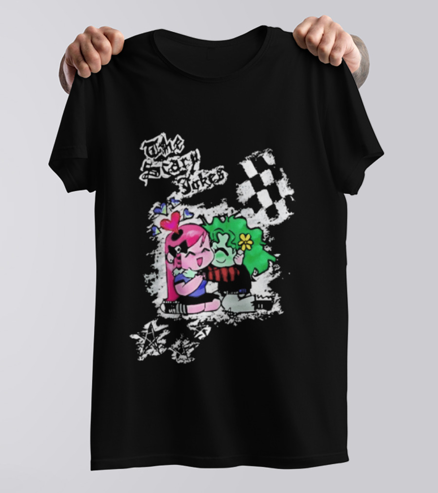 The Scary Jokes Checkered Pattern With Colorful Characters T-Shirt
