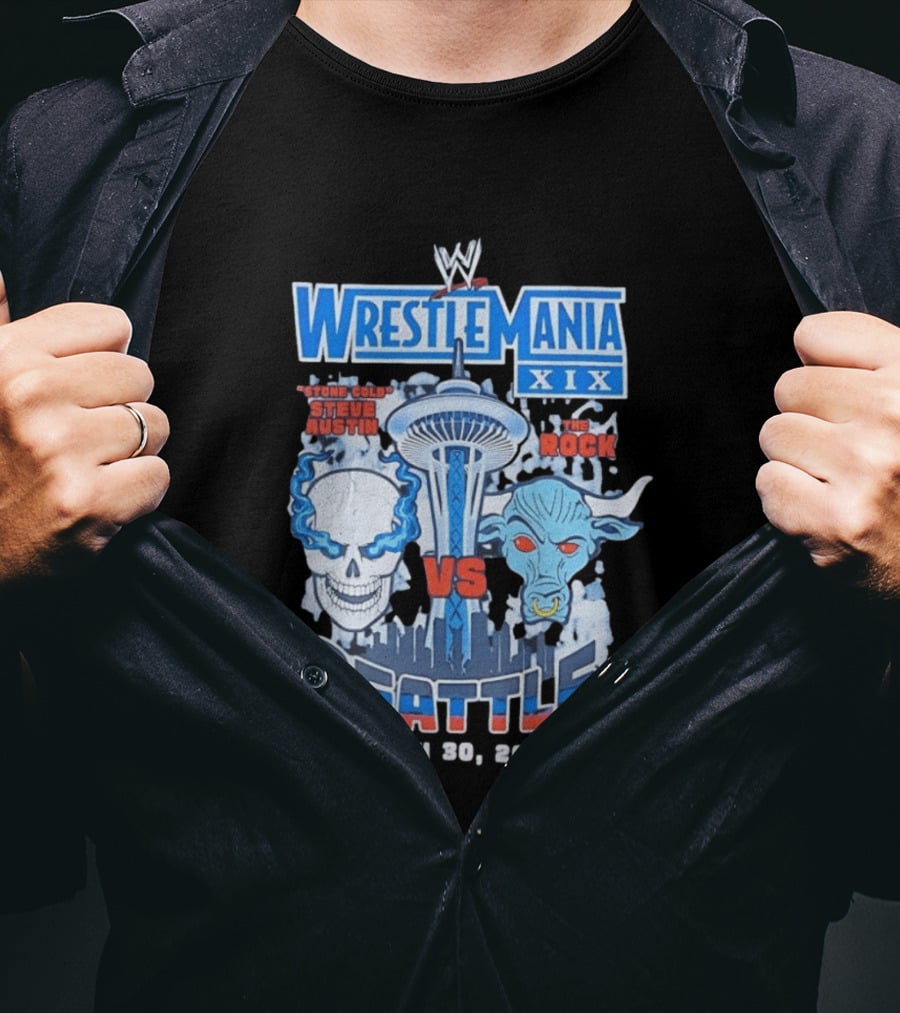 WrestleMania XIX Stone Cold Steve Austin Vs The Rock March 30 2003 Seattle T-Shirt