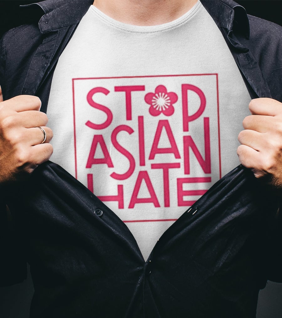 Stop Asian Hate Pink Blossom Flower Protest Activism T-Shirt