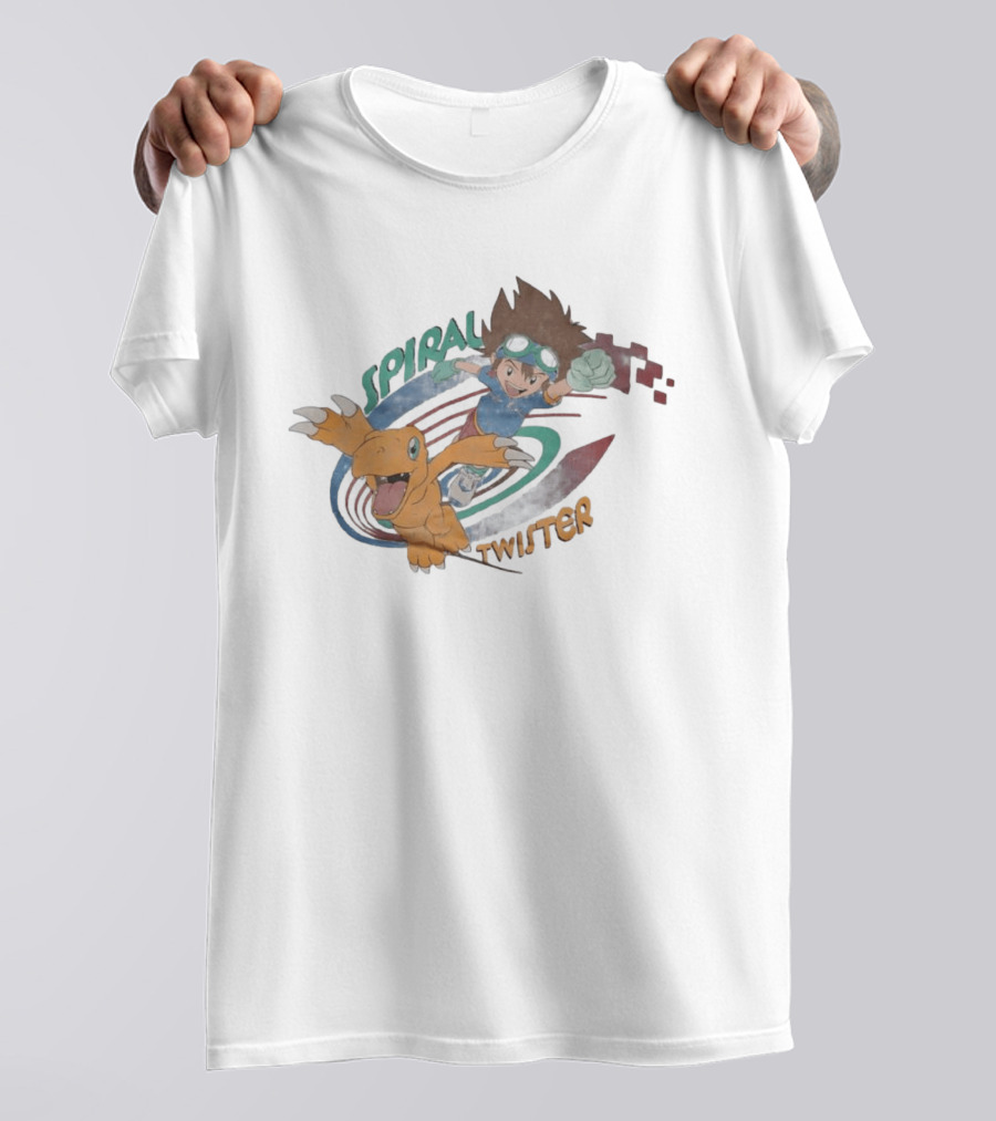 Spiral Twister Digimon Adventure Character Agumon And Taichi Anime Fan Favorite T-Shirt