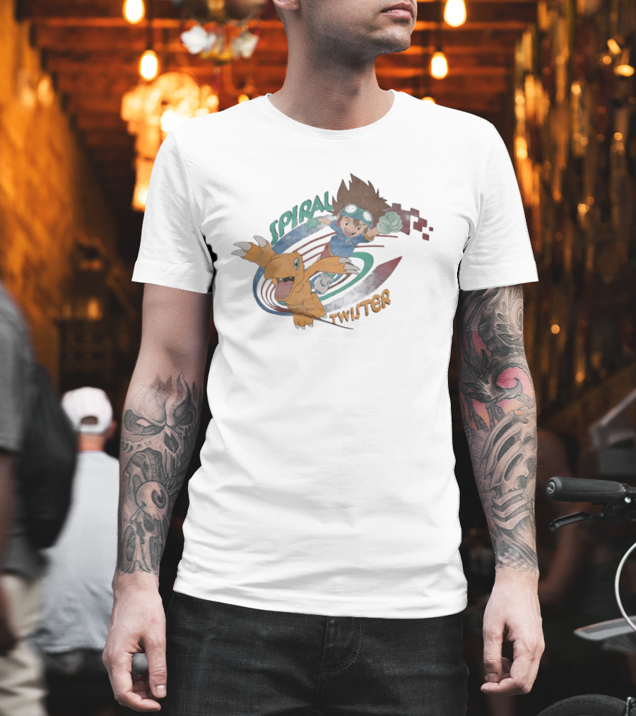 Spiral Twister Digimon Adventure Character Agumon And Taichi Anime Fan Favorite T-Shirt