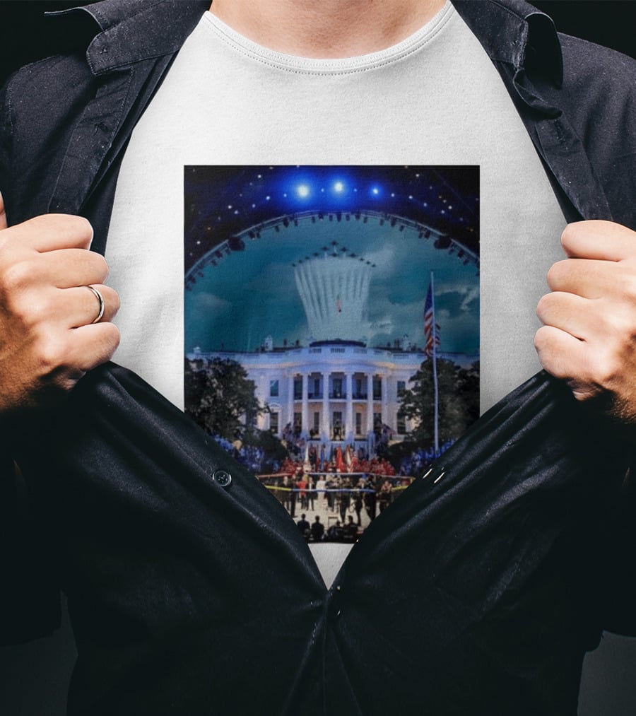White House MMA Octagon Event Flyover American Flag Patriotic Display T-Shirt