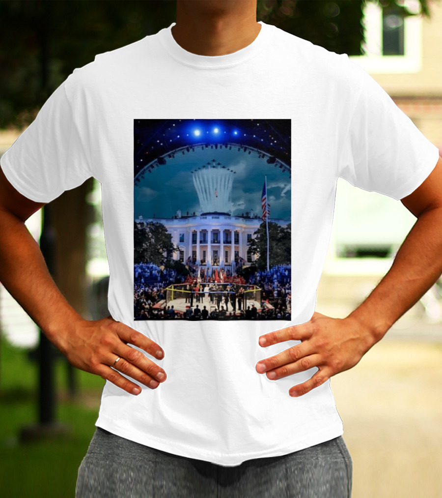 White House MMA Octagon Event Flyover American Flag Patriotic Display T-Shirt