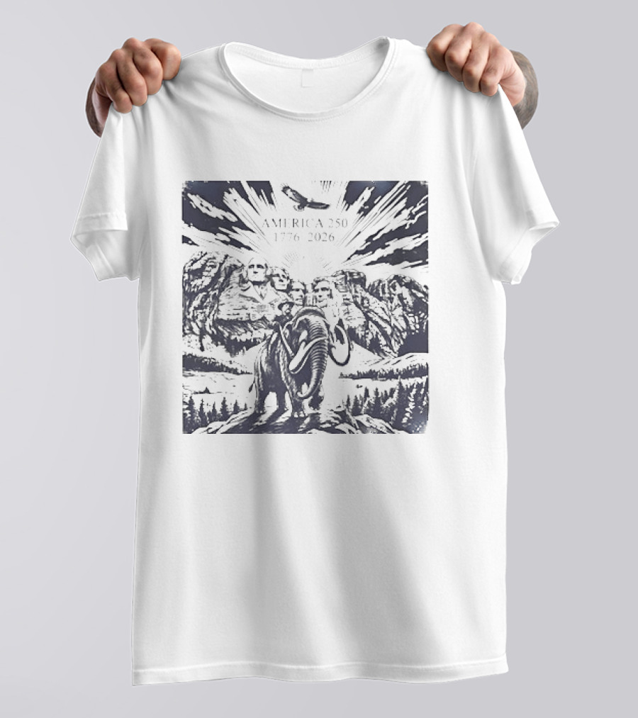 America 250 Mount Rushmore 1776 2026 Eagle Mammoth T-Shirt