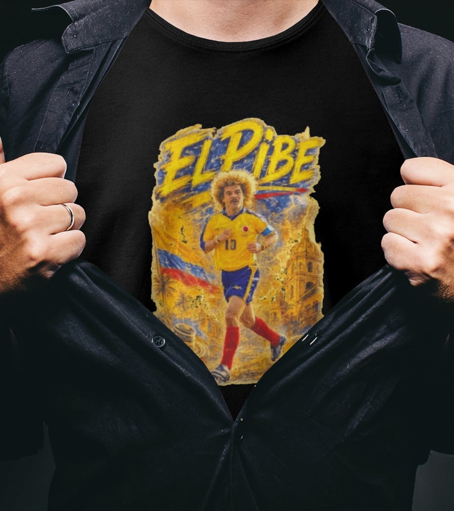 Carlos Valderrama El Pibe Colombia Football Legend Iconic Yellow Jersey T-Shirt