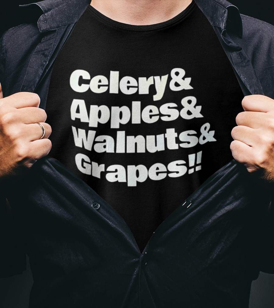 Celery Apples Walnuts Grapes Food Ingredients List T-Shirt