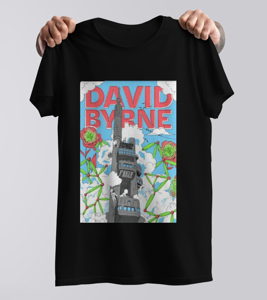 David Byrne Prague June 17 2026 Tour Psychedelic Cityscape T-Shirt