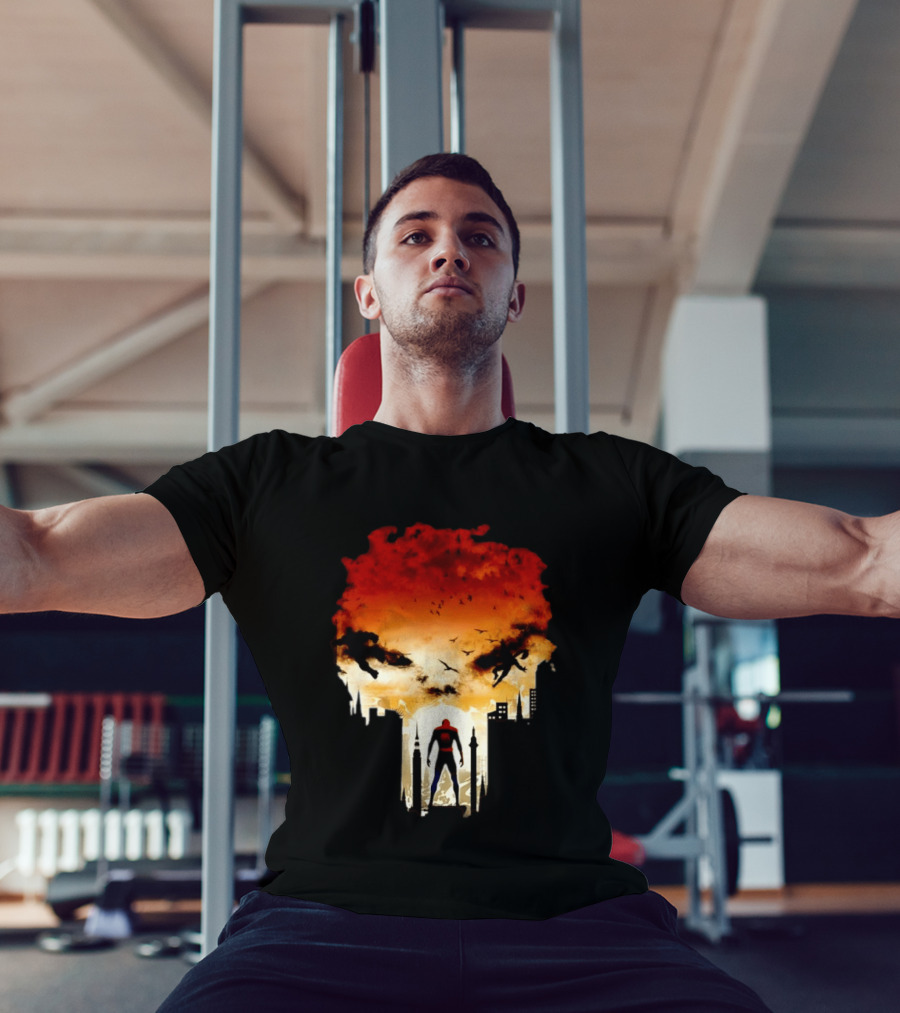Spider Man Hulk Wolverine Marvel Superheroes Cityscape Action Scene T-Shirt