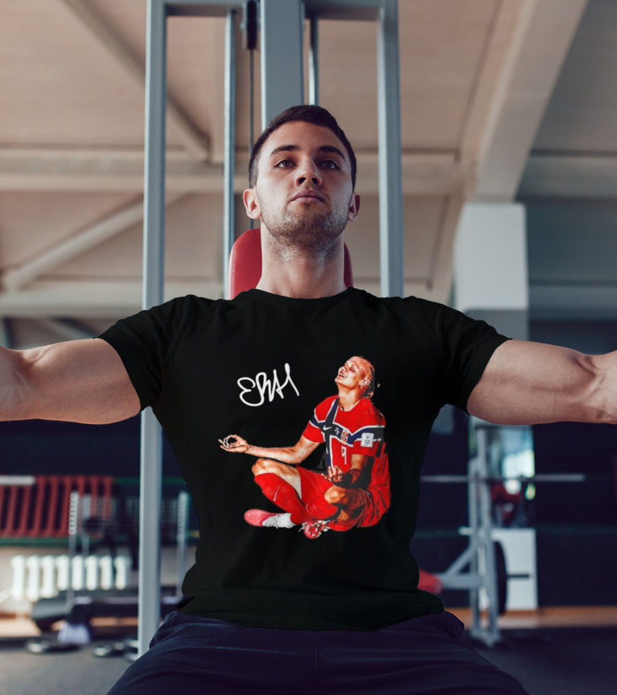 Erling Haaland Norway Football Meditation Pose Signature T-Shirt