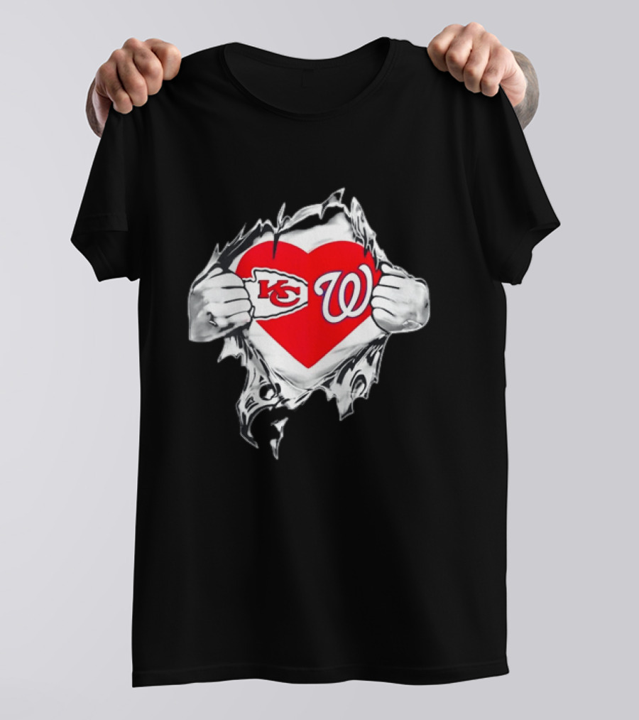 Sport KC Chiefs Washington Nationals Heart Reveal T-Shirt