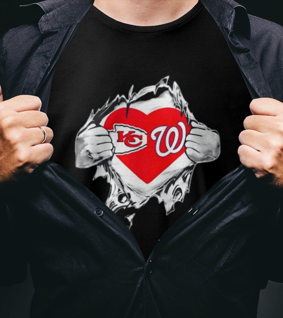 Sport KC Chiefs Washington Nationals Heart Reveal T-Shirt