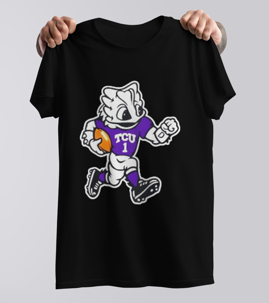TCU Horned Frog Mascot Running Football TCU 1 Fan Gear T-Shirt