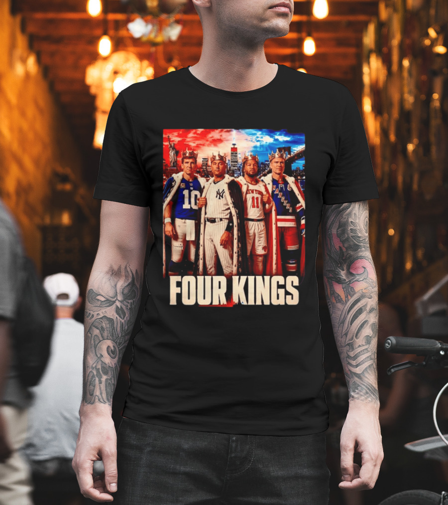 Four Kings New York Giants Yankees Knicks Rangers T-Shirt