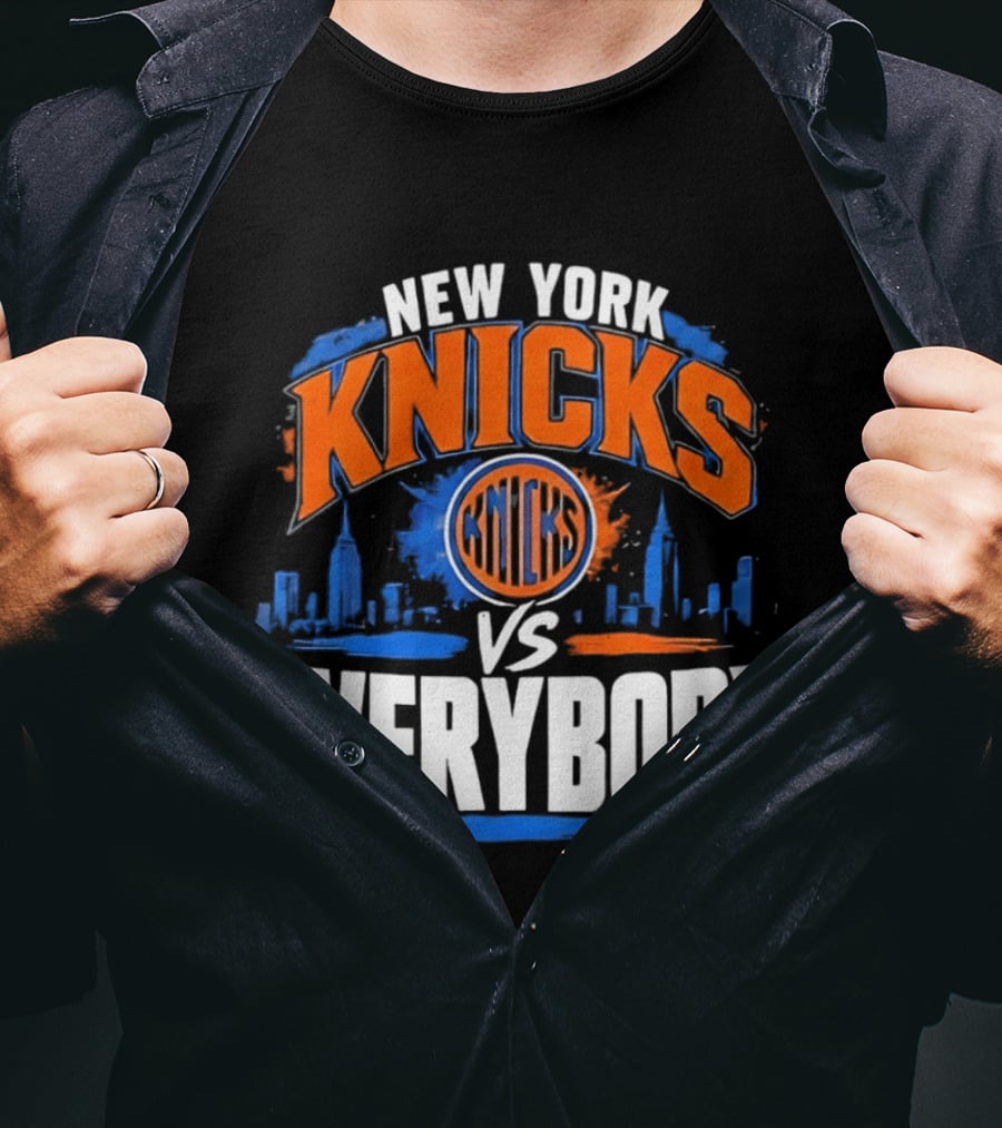 New York Knicks Vs Everybody Skyline Urban Hoops T-Shirt