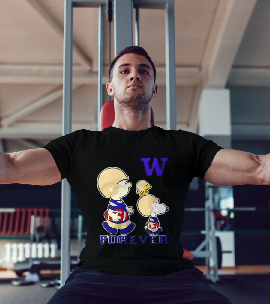 Peanuts Characters Football Players Washington Huskies W Forever T-Shirt