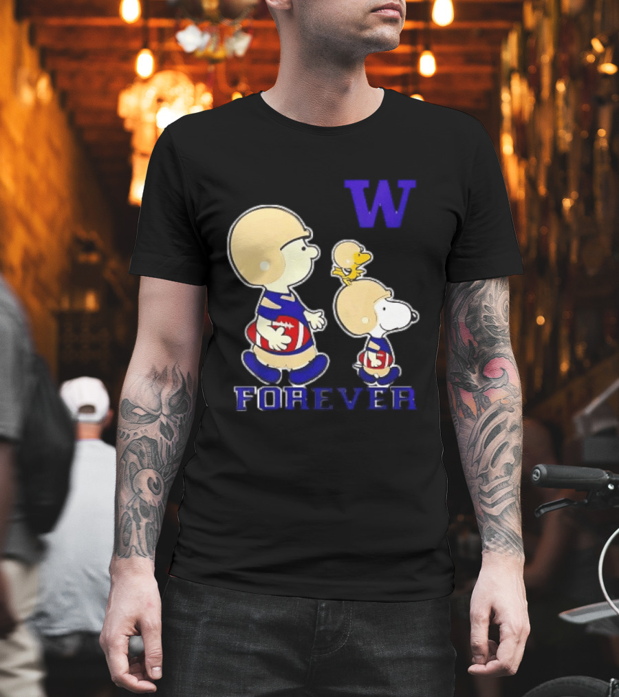 Peanuts Characters Football Players Washington Huskies W Forever T-Shirt