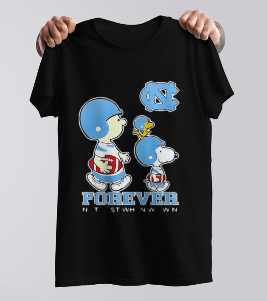 UNC Tar Heels Snoopy Charlie Brown Football Forever T-Shirt