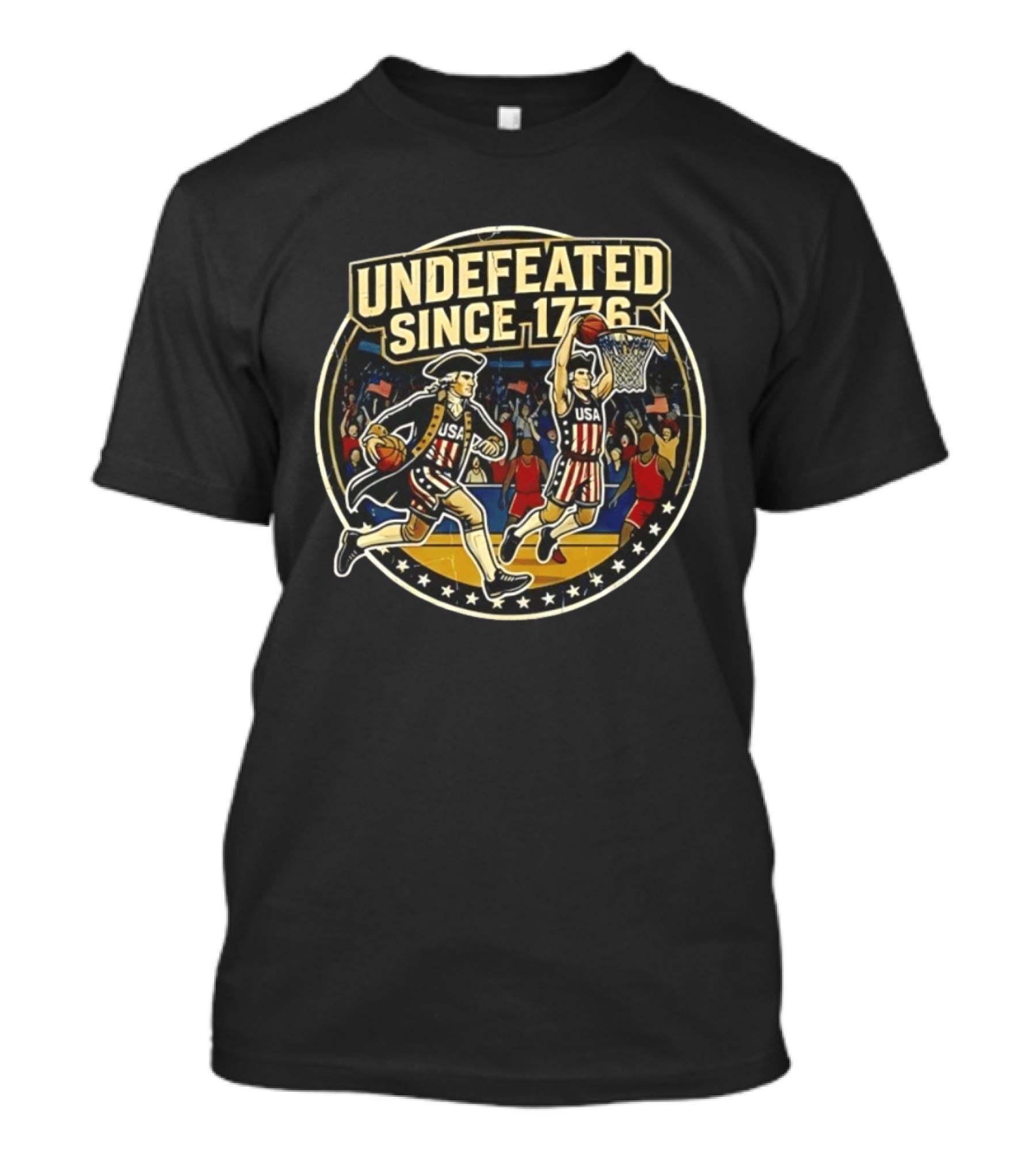 Undefeated Since 1776 USA Basketball Patriotic Celebration T-Shirt