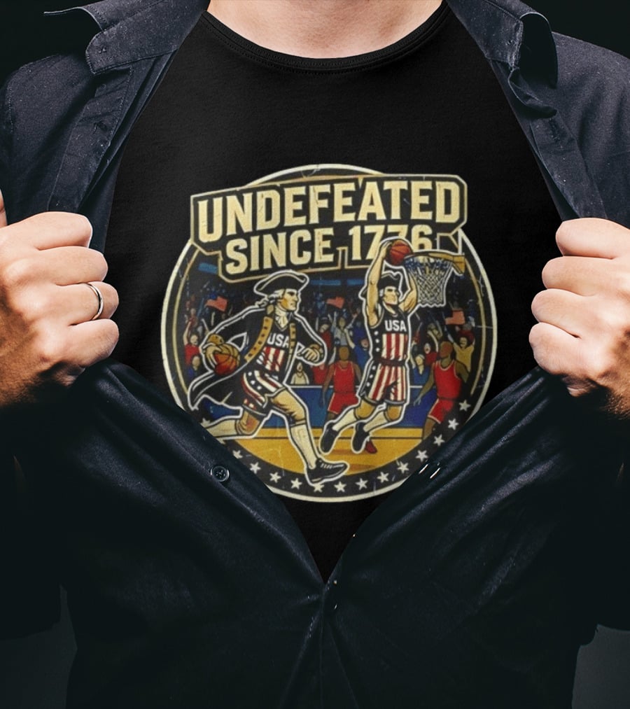 Undefeated Since 1776 USA Basketball Patriotic Celebration T-Shirt