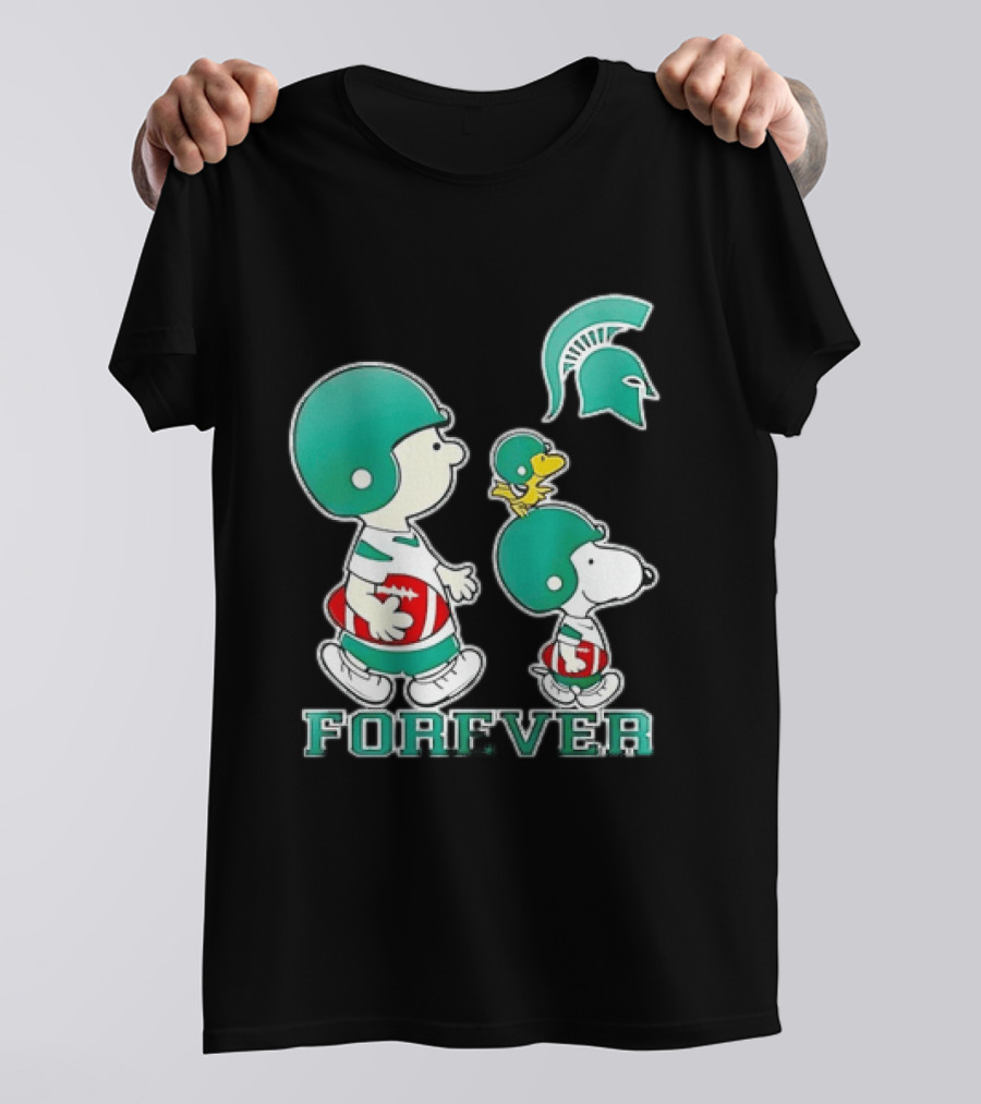 Peanuts Woodstock Charlie Brown Snoopy Michigan State Spartans Forever T-Shirt