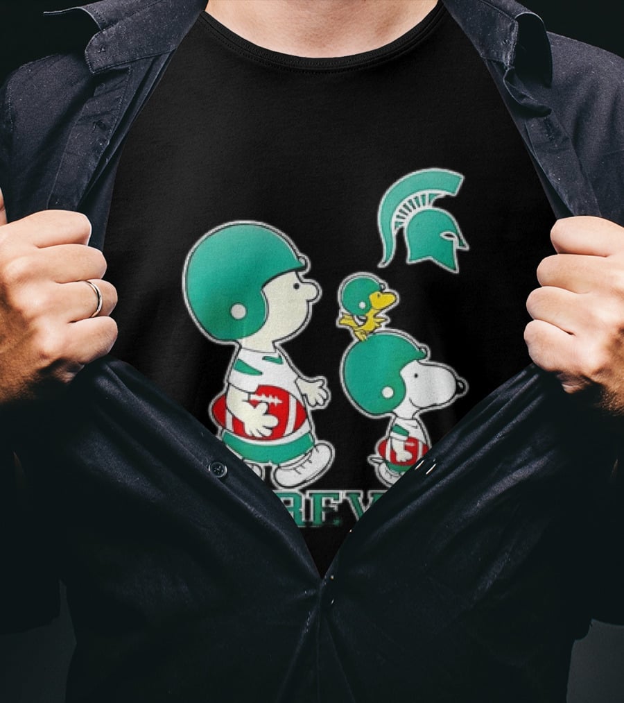 Peanuts Woodstock Charlie Brown Snoopy Michigan State Spartans Forever T-Shirt
