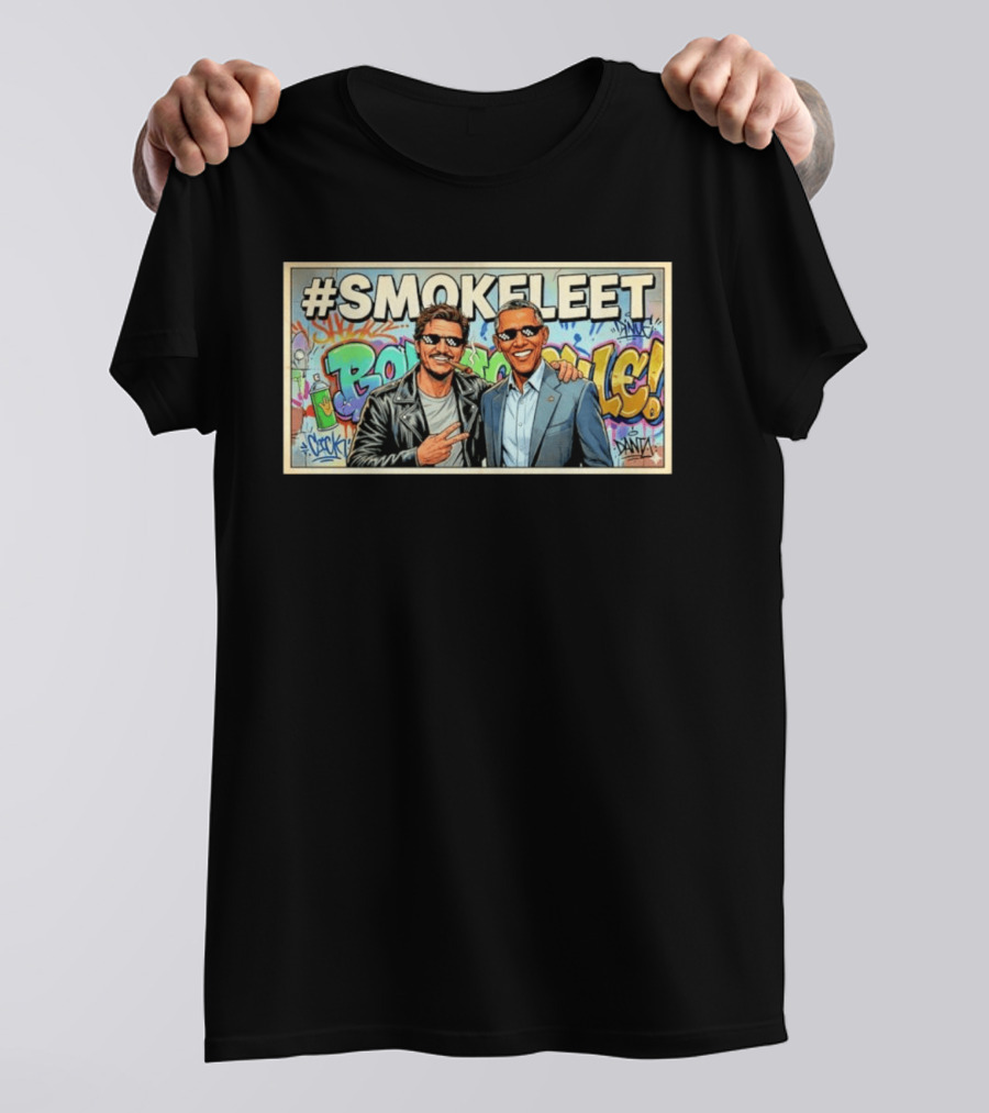 #SMOKEFLEET Pedro Pascal Barack Obama Graffiti T-Shirt