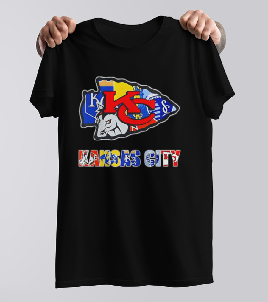 Kansas City Chiefs Royals Sporting KC Collage Arrowhead Sports Team T-Shirt